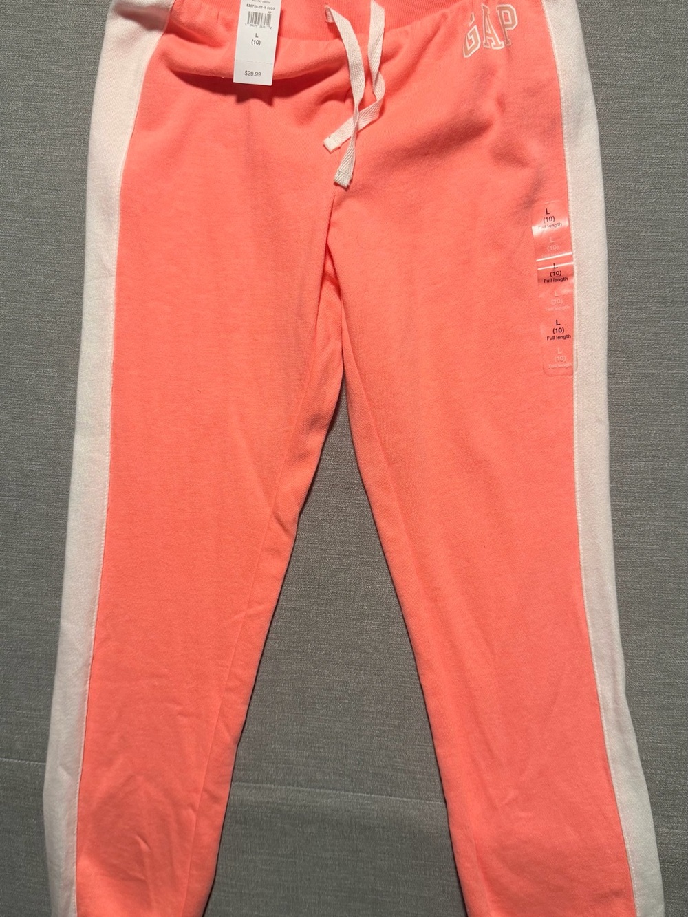 GAP Coral Pink Joggers with White Side Panels